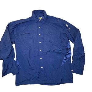 Mountain Hardwear Mens Long Sleeve Button Up Shirt Navy Blue Outdoor Adventure